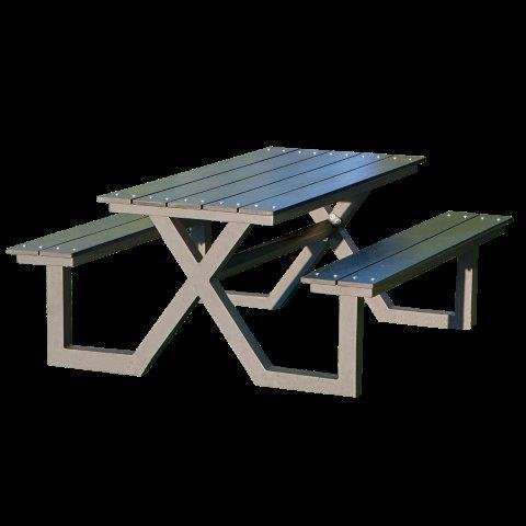 Lasten pöytä ja penkki yhdistelmä X-malli musta nonwood ja antrasiittikehys