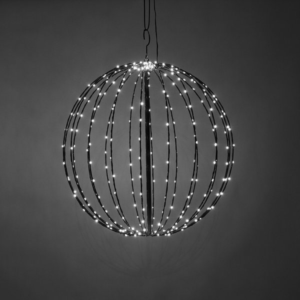 Metallipallo musta, LED valoilla, 320 lediä, Ø50 cm, 230V